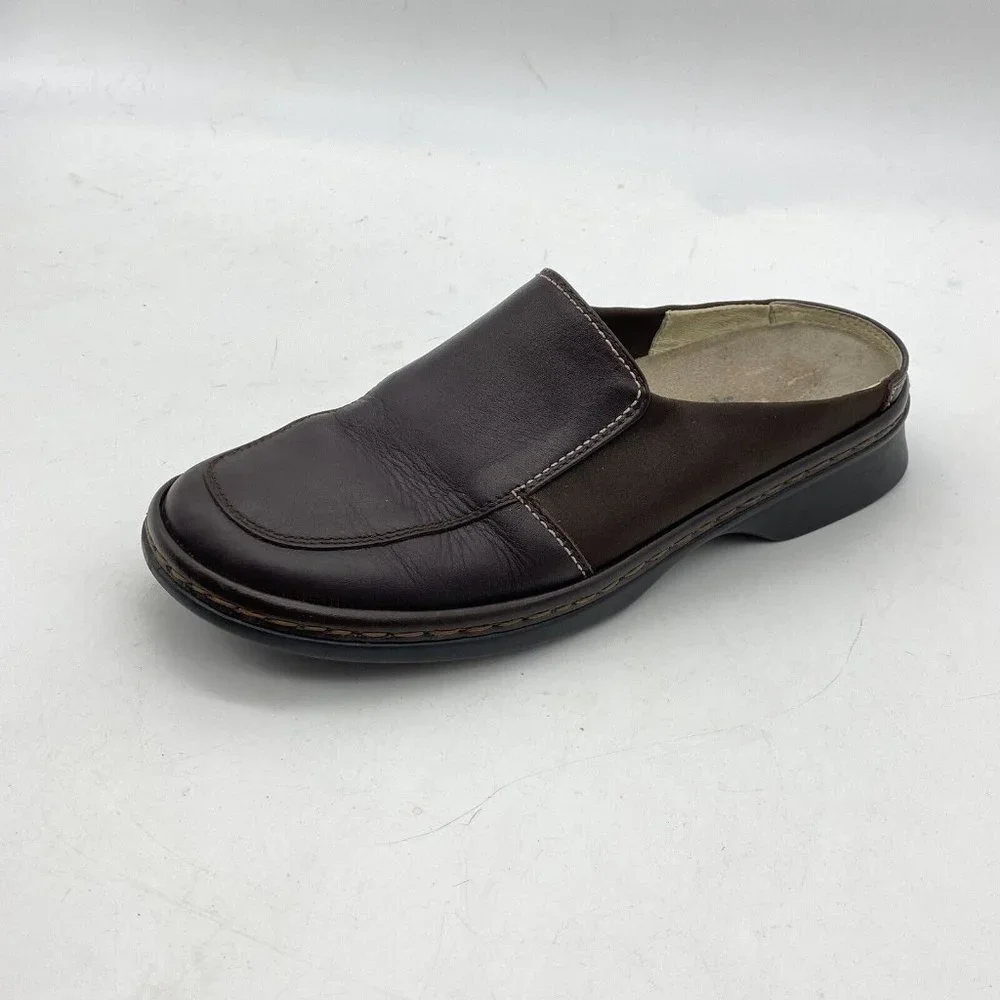 Spring Step‎ Shoes Women's 8 M Brown Leather Loafers Clogs Handmade Sole Causal